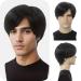 STfantasy Men's Wig Natural Wig Blonde Short Straight Layered Two-tone Mixed Wig for Cosplay (Black Brown)