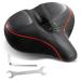 Oversized Bike Seat for Peloton Bike & Bike+, Replacement Bike Saddle Memory Foam Soft Bike Saddle for Peloton, Spin Bike, Road or Exercise Bikes, Waterproof Universal Fit Bicycle Seat red