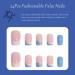 Blue Heart French Style False Nails - 24pcs Medium Square Press on Nails with Glue - Elegant Sweet Fake Nails for Women and Girls - Buy Online on SooperMarket.com