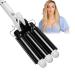 Three Barrel Curling Hair Crimper: Aleath Dual Voltage Crimper Hair Tool - 1 inch 3 Barrels Curler Iron Wand 1 inch Black