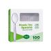 100 Pack Heavyweight Disposable Clear Plastic Tea Spoons - Engraved Design
