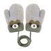 Cute Cartoon Toddlers Kids Knitted Gloves on String Winter Warm Mitten Gloves with Rope for Baby Boys Girls Thick Plush Fleece Lined Hand Warmer Full Finger Ourdoor Sport Thermal Hand Cover Grey