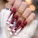 Vatocu Christmas False Nails Long Xmas Press on Nails Snowflakes Glitter Fake Nails Ballerina Acrylic Stick on Nails for Women and Girls(24pcs) J