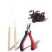 FILFEEL Hair Extension Kit 100PCS Silicone Beads Dark Brown Microrings & Hook Needle & Pull Loop & Plier Tool