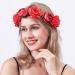 Wiwpar Rose Floral Crown Flower Hair Wreath Headband Garland with Adjustable Ribbon Wedding Party Headpiece for Women (Red)
