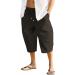 COOFANDY Men Cotton Linen Capri Pants - Drawstring Baggy Harem Yoga Beach Pants, Dark Brown - Buy Online on SooperMarket.com