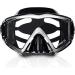Adult Pano 3 Window Scuba Diving Mask - Anti-Fog Swim Goggles with Nose Cover | Tempered Glass Snorkel Dive Mask for Snorkeling, Freediving, Swimming - Black - Buy Online on SooperMarket.com