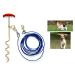 AL-FAHMI 30ft(9m) Heavy Duty Dog Tie Out Cable And Stake Out Dog Spiral In Ground Stake Puppy Pet Outdoor Tie Out Lead Leash (30FT Cable With Stake)