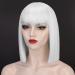 Entranced Styles Short White Wig with Bangs - Heat Resistant Bob Wig for Women | Cosplay & Halloween Party Use - Buy Online on SooperMarket.com