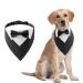 Hacraho Formal dog-smoking banda 1 piece dog smoking banda dog-wedding collar with fly and tie adjustable black neckerchief for medium-sized and large dogs m m black