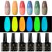 MSRUIOO Colour Changing Gel Nail Polish Set Glow in the Dark Gel Nail Polish Kit Temperature Mood Change Nail Gel Polish Soak Off LED Gel Nail Kit 6 Pieces 8 ml