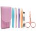 Tweezers Set-6 Pieces Professional Stainless Steel Tweezers with Leather Case Pink