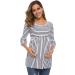 Love2Mi Maternity Blouse - A Line Pregnancy Shirt - 3/4 Bell-Sleeve - White Black Stripe - Buy Online on SooperMarket.com