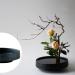 Round Flower Frog & Ceramic Flower Pot Set - Hammer-Pattern Black Ikebana Arrangement for Floral Art - Buy Online on SooperMarket.com
