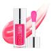 Plumping Lip Oil Hydrating Lip Gloss Tinted Lip Balm Transparent Lip Care Big Brush Head Glitter Shine Long Lasting Nourishing Non-sticky Fresh Texture (015# Cherry)