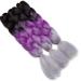 Tess Braids Extensions 60 cm Jumbo Braids KanCalon Kunsthaar for the braid Box Braids Hair extension Braid 100g/bundle of ombre hair braids extension (1 piece-black/purple/gray) 60 cm (1 piece) black/purple/gray