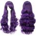 YEESHEDO 32" 80 cm Long Wavy Curly Hair Cosplay Wigs with Bangs for Women Heat Resistant Synthetic Wig for Party Costume Anime Halloween (Dark Purple)