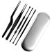 Healeved 6pcsset Wax/with Padded Tools Spoon Stainless Steel for Home Removal Picks Cleaning Kit Pick Remover Kit Clean Ear Safe and Cleaner Silver Travel Earwax Removal Adults Black 14.2x1cm