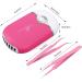Rose Red Eyelash Fan Dyer with 2 Lash Tweezers - Rechargeable Mini Portable Fan for Eyelash Extension - Straight and Curved Tip Tweezers Included - Buy Online on SooperMarket.com