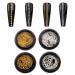 Nail Chain 4 Strips Gold Silver Metal Nail Art Chains 3D Nail Charms Punk Nail Studs Nail Art Decorations for Manicure Design DIY Crafts (Gold+Silver)