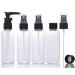 Lufevrm 4 pieces of travel bottles Set thickened plastic leakproof refillable empty spray/pump bottles with lid and transparent carrier pocket 80ml bottles in travel size for shampoo perfume black 80ml