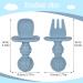 6 Pcs Silicone Baby Fork and Spoon Set for Self-Feeding | Easy Grip Toddler Utensils for Baby Led Weaning | 6 Months+ | Blue, Green, Grey - Buy Online on SooperMarket.com