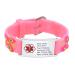 XUANPAI Personalized Safety Wristband Bracelet for Kids - Child ID Bracelet for Emergency Contact or Medical Information Waterproof Cartoon Style Silicone Bracelet for Boys Girls Teenagers A-Pink 1