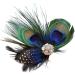 Feather Peacock Hair Clip Natural Feather Fascinator Barrette with Sparking Rhinestone Peacock Feather Hairpin Hair Accessories - Buy Online on SooperMarket.com
