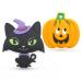 Teething Toys for Babies PAPACHOO 2 Pack Halloween Soft Silicone Baby Soothing Teether Chew Toys (Orange & Kitten)