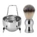 Shaving Brush Set Stainless Steel Shaving Brush Beard Brush Holder Stand Soap Dish Shaving Tool Set
