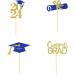 Pack of 24 Glitter 2024 Graduation Cupcake Toppers Graduation Cupcake Toppers Bachelor Hat Decoration Graduation Decoration for Graduation Party Decoration (Blue & Gold) - Buy Online on SooperMarket.com