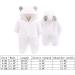 Newborn Baby Cartoon Bear Snowsuit Winter Coat | Fleece Hooded Romper Jumpsuit 0-3 Months White - Buy Online on SooperMarket.com