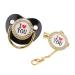 Bling baby pacifier healthy pacifier non-toxic prevents the loss of an attractive pacifier set "I love you" pattern for parties (black)
