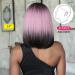 Allbell Black Pink Ombre Bob Wigs for Women | Short Straight Wigs with Bangs | Natural-Looking Hair Replacement for Cosplay & Parties - Buy Online on SooperMarket.com