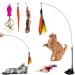 Autoau Cat Toys for Indoor Cats Adult Kitten Interactive Cat Toy Training Cat Feather Toy Suction Cup Bird Feather Pet Teaser Wand Toy with 5 Bells and Feather Filler Sucker wand