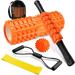 QveeTry 6-in-1 Foam Roller Set - Fascia Roll Massage Roller Rod & Fitness Straps for Yoga & Pilates - 33cm Orange | International Shipping - Buy Online on SooperMarket.com