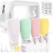 Noideeer 18 pieces silicone travel bottles set aircraft approval for travel bottles for filling suitable for shampoo lotion hair rinsing shower gel with labels and transparent cultural bags White