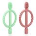 Buy BPA-Free Baby Biting Toys - 2 Pack Silicone Teething Rings for Kids Gum Massage - Bright Green & Caramel - Buy Online on SooperMarket.com