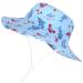 LANGZHEN Beach Sun Protection Hat for Baby Girls Adjustable Toddler Kids Hat Wide Brim Summer Play Hat with Chin Strap Crab -Light Blue 6-12 Months