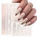 3D Rose Gold Metal Nail Stickers - Self-Adhesive Nail Art Decals for DIY Manicure | 8 Sheets of Stripe Lines & French Tips - Buy Online on SooperMarket.com