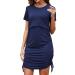 Sosolism 4 in 1 Women's Maternity Nursing Dress for Breastfeeding Short Sleeve Side Drawstring Top M Dark Blue