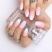 24PCs Flame Coffin Square Acrylic Press-On Nails | Pink Fire Glue-On Fingernails for Women & Girls | DIY Manicure Salon - Buy Online on SooperMarket.com