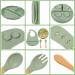 4 Piece Baby Weaning Set: Silicone Suction Divided Plate, Adjustable Bib, Spoon, Fork - Baby Led Feeding Supplies for Baby and Toddlers - Buy Online on SooperMarket.com