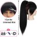 Kinky Straight Ponytail Extension with Bangs for Black Women Yaki Straight Wrap Arpund Pony Tail Hair Clip in Ponytail Extension Magic Paste Natural Looking Hair Hairpiece for Daily Party Use (Black) 20 inches Black - Buy Online on SooperMarket.com