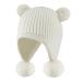 KAKU NANU Toddler Winter Hat Cute Double Pom Pom Earflap Hat Warm Beanie with Fleece Lined More Colors Suitable for Baby Boys and Girls from 6 Months to 4 Years 2-4 Years Off-white
