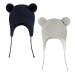 LANGZHEN Toddler Kids Infant Winter Hat Earflap Knit Warm Cap Fleece Lined Beanie for Baby Boys Girls 6-12 Months Classic -Navy+Grey