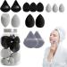 Virtcooy Makeup Puff Beauty Makeup Sponge Set | Portable Sponge Facial Makeup Tools Blender Sponges for Powder Foundation Black - Buy Online on SooperMarket.com