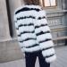 Women's Elegant Cropped Faux Fur Party Coat - Black & White Stripe Colorblock - Size XL - Buy Online on SooperMarket.com