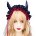 JSGHGDF Creative Spooky Devil Horn Shape Hairband Women Pleated Lace Makeup Skincare Headband for Halloween Photography Hairband Black - Buy Online on SooperMarket.com