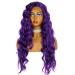 SHIYID Glueless Dark Purple Long Wavy Synthetic Lace Front Wig With Natural Hairline Heat Resistant Wigs For Black Women
